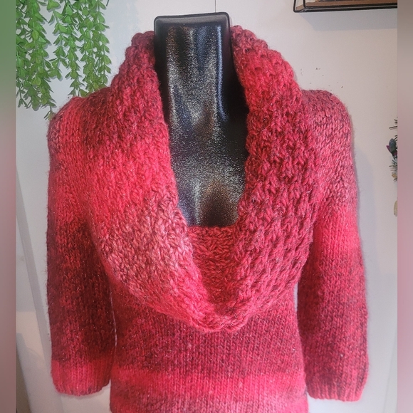 Mexx red chunky knit cowl neck sweater S - Picture 2 of 7